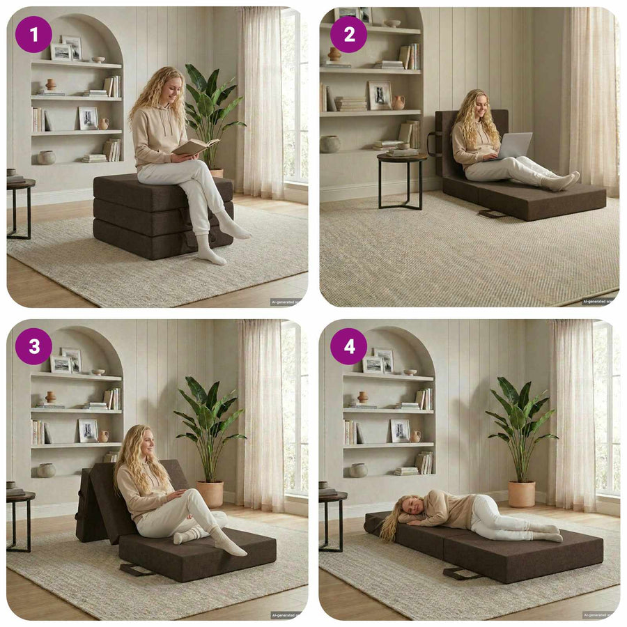 Vouwbare Bankbed 90 x 67 x 45 cm Taupe