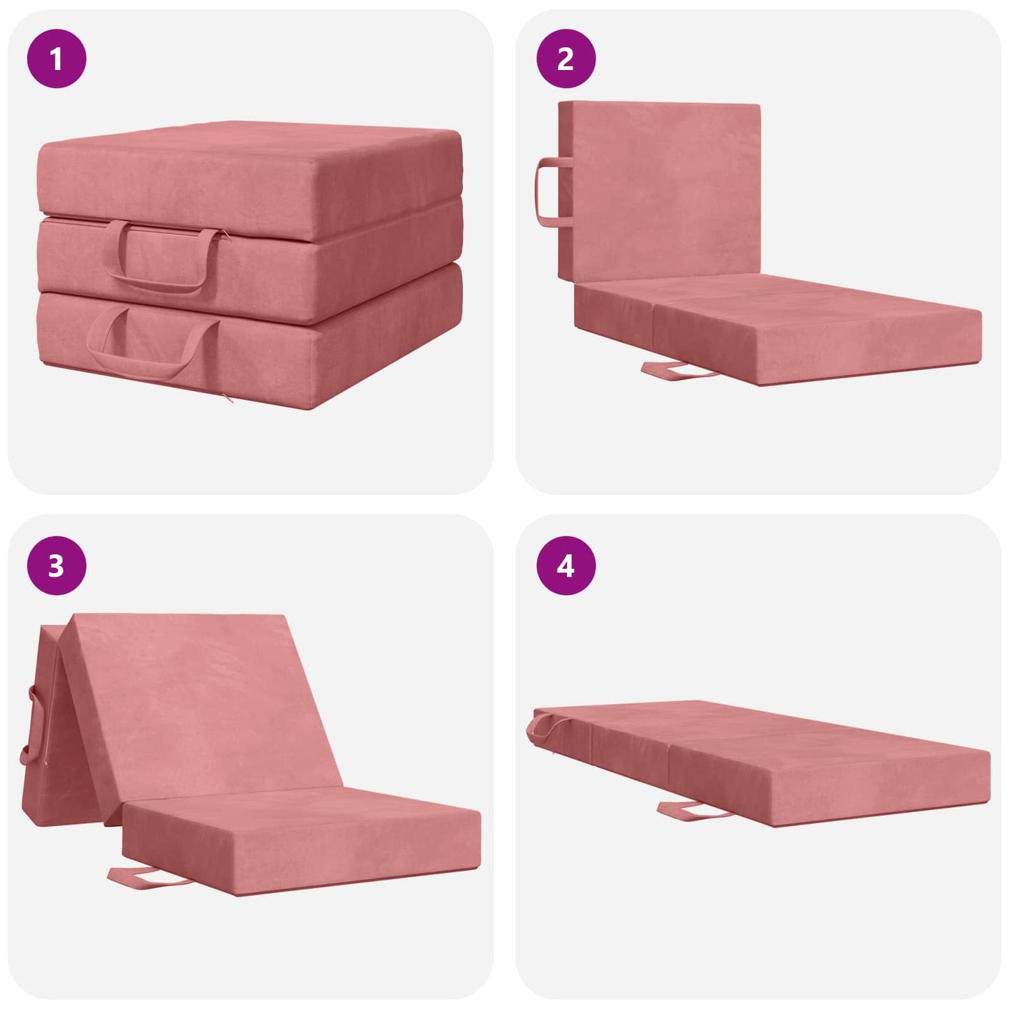 Vouwbare Bankbed 90 x 67 x 45 cm Roze
