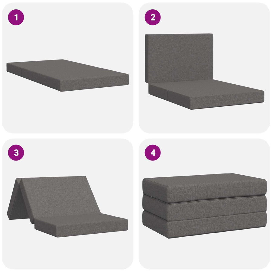 Vouwbare Bankbed 100 x 67 x 45 cm Lichtgrijs