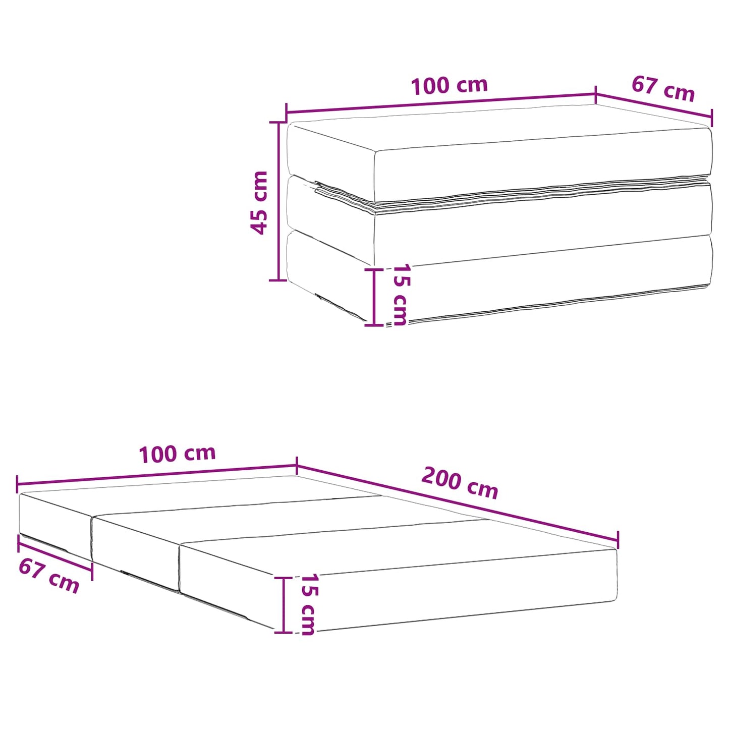 Vouwbare Bankbed 100 x 67 x 45 cm Taupe