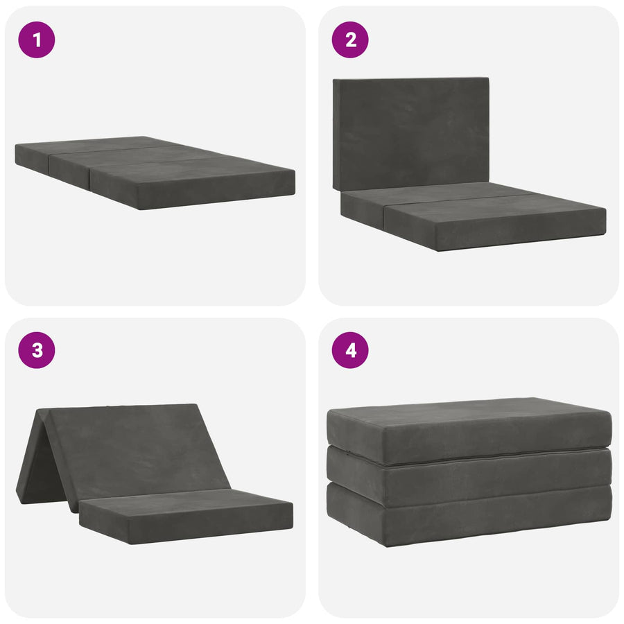 Vouwbare Bankbed 100 x 67 x 45 cm Donkergrijs