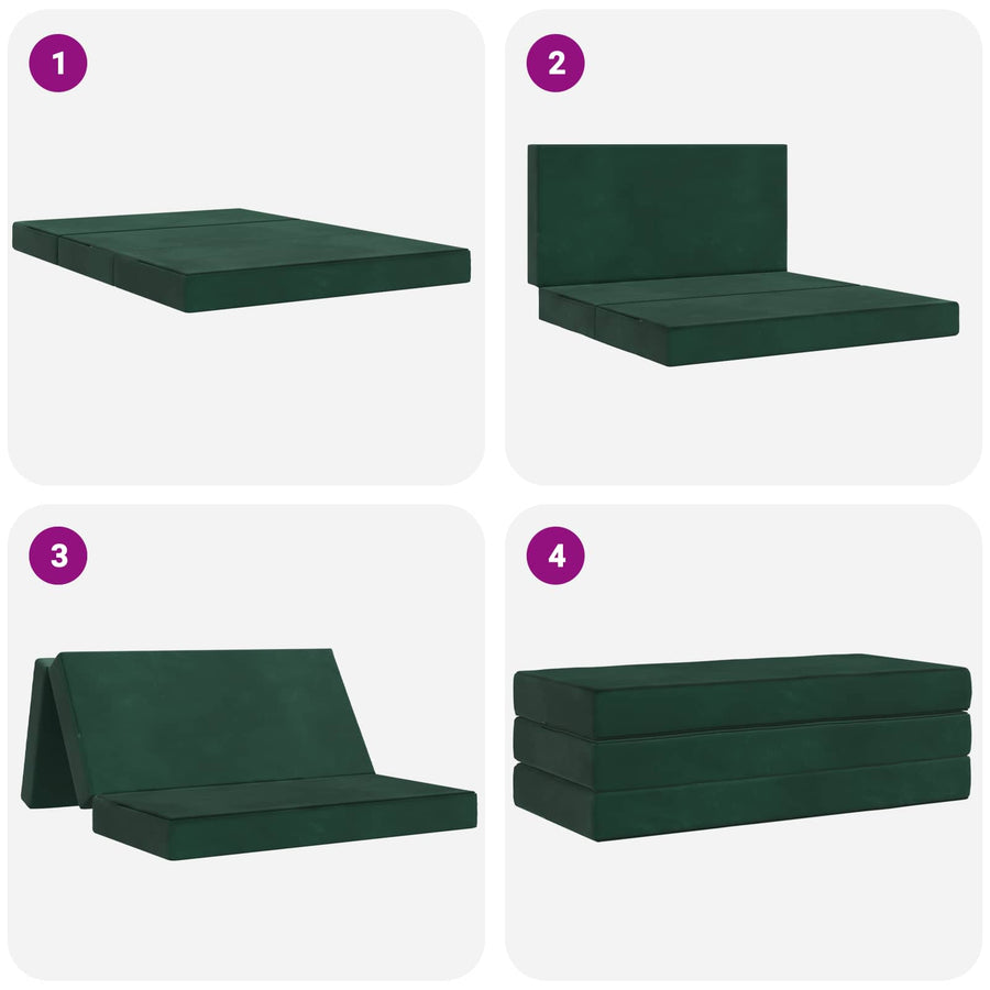 Vouwbare Bankbed 120 x 67 x 45 cm Donkergroen