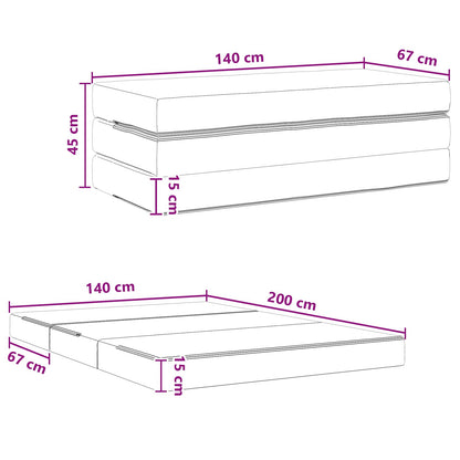 Vouwbare Bankbed 140 x 67 x 45 cm Lichtgrijs