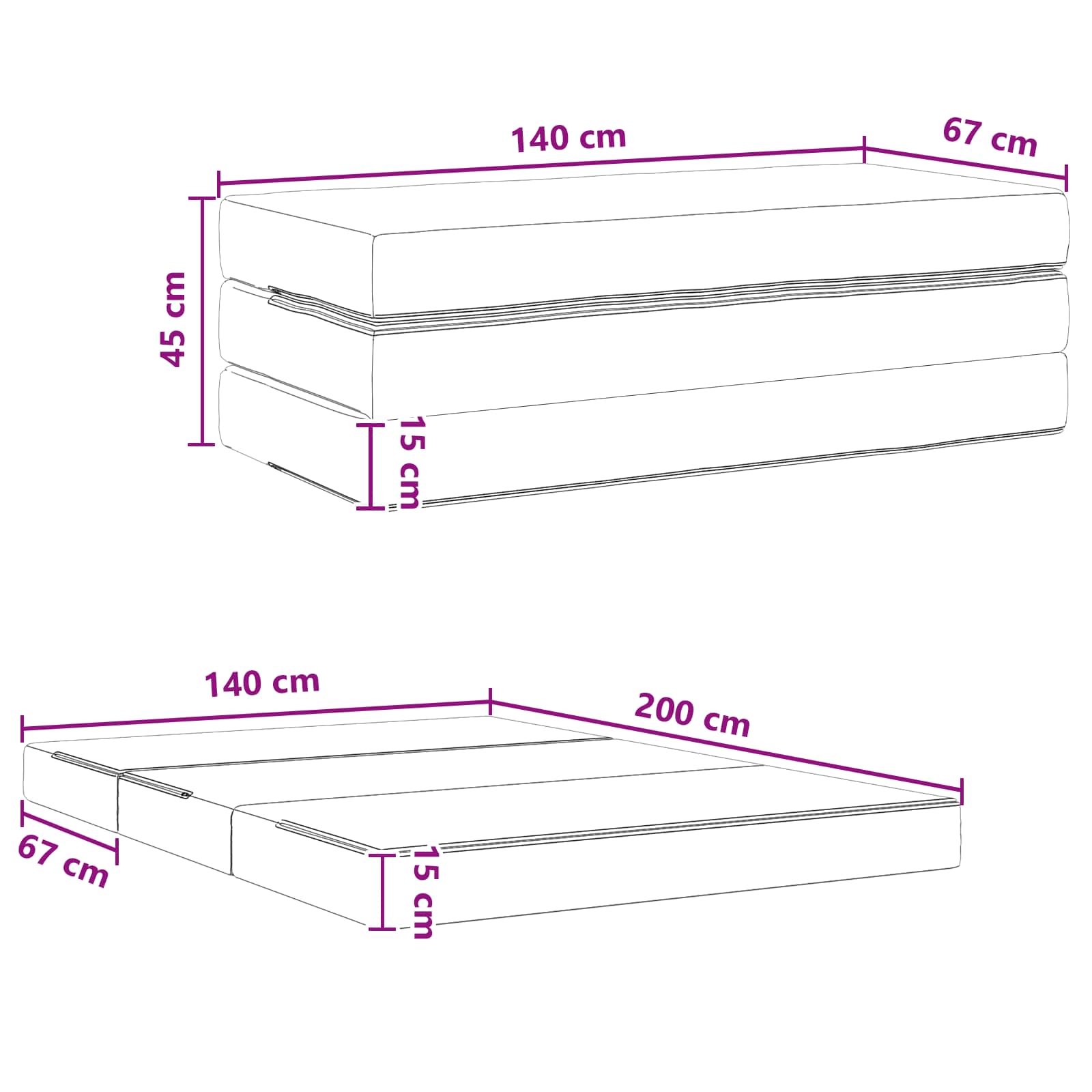 Vouwbare Bankbed 140 x 67 x 45 cm Donkergroen