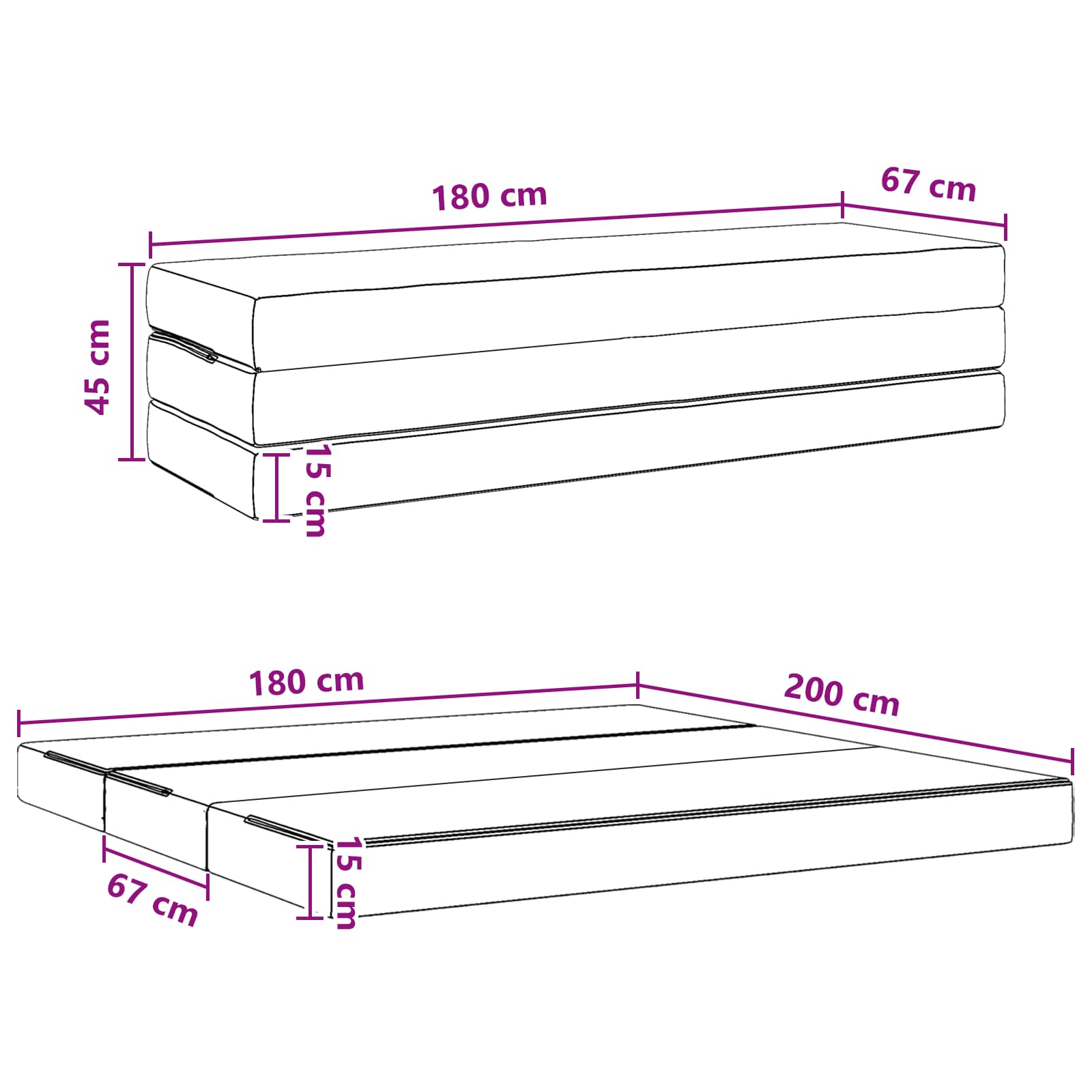 Vouwbare Bankbed 180 x 67 x 45 cm Taupe