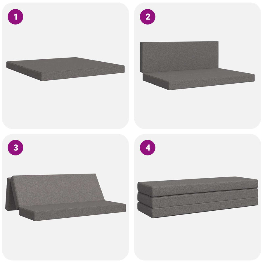 Vouwbare Bankbed 200 x 67 x 45 cm Lichtgrijs