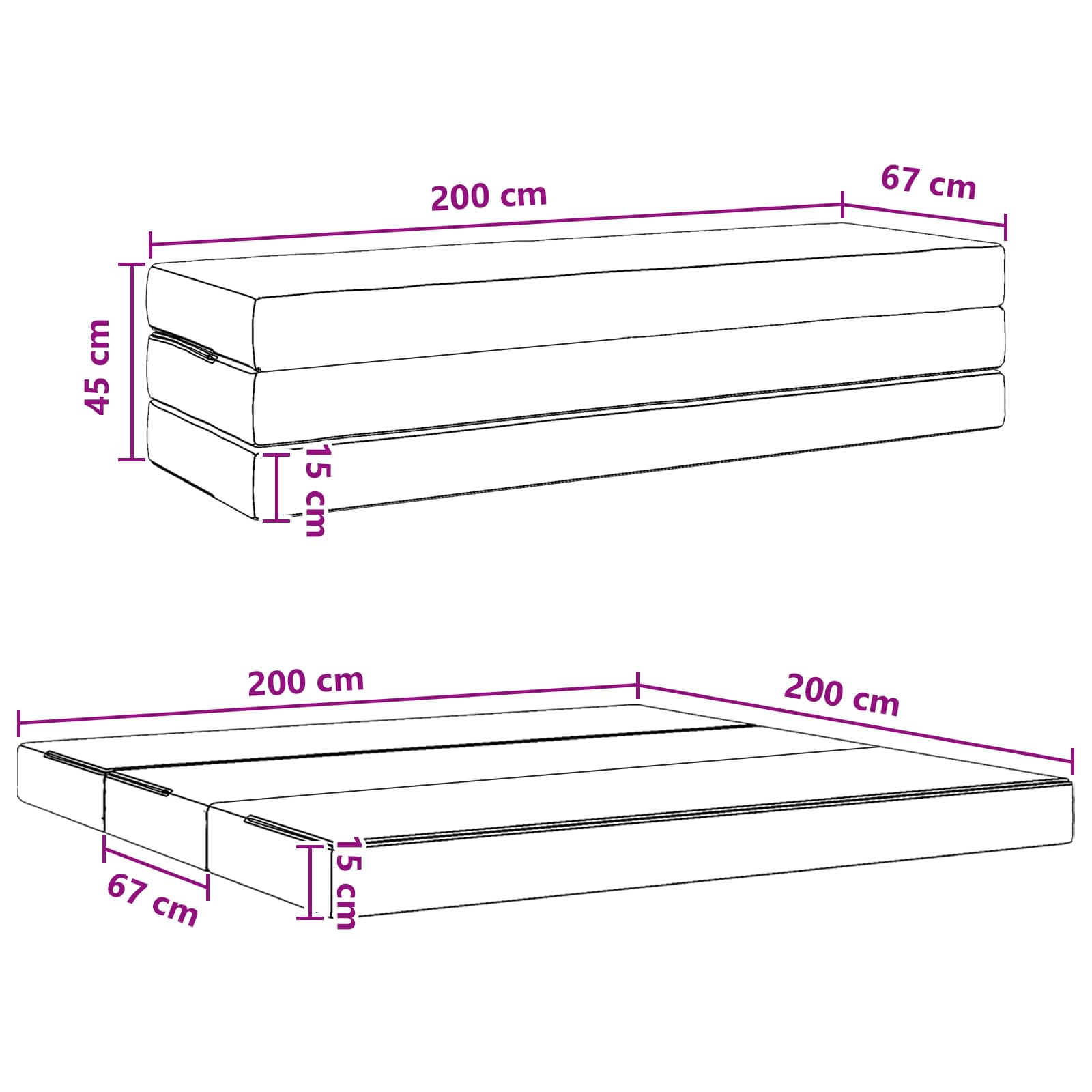 Vouwbare Bankbed 200 x 67 x 45 cm Donkergrijs