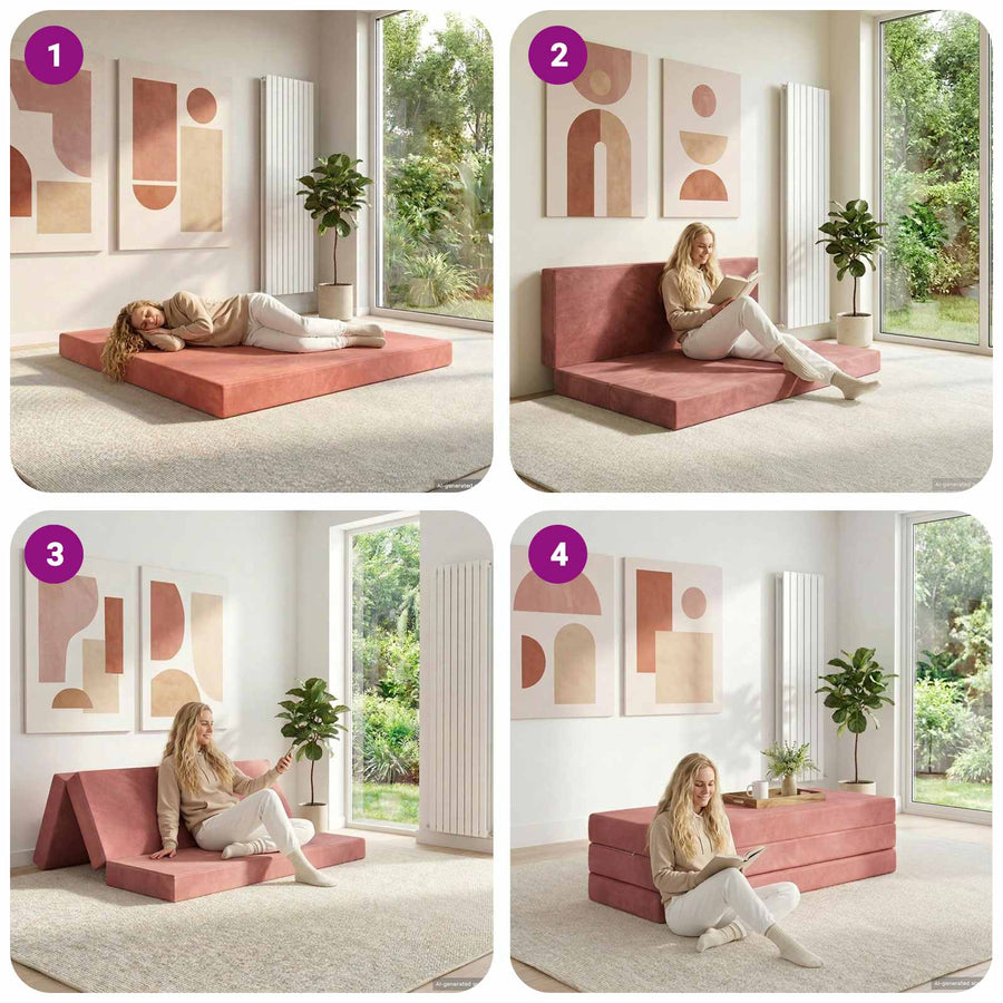 Vouwbare Bankbed 200 x 67 x 45 cm Roze