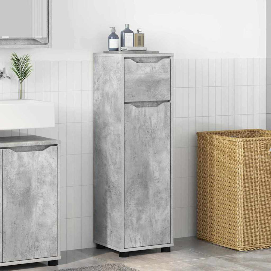 Badkamer Kast Beton Grijs 30,5 x 30 x 101 cm Bewerkt hout