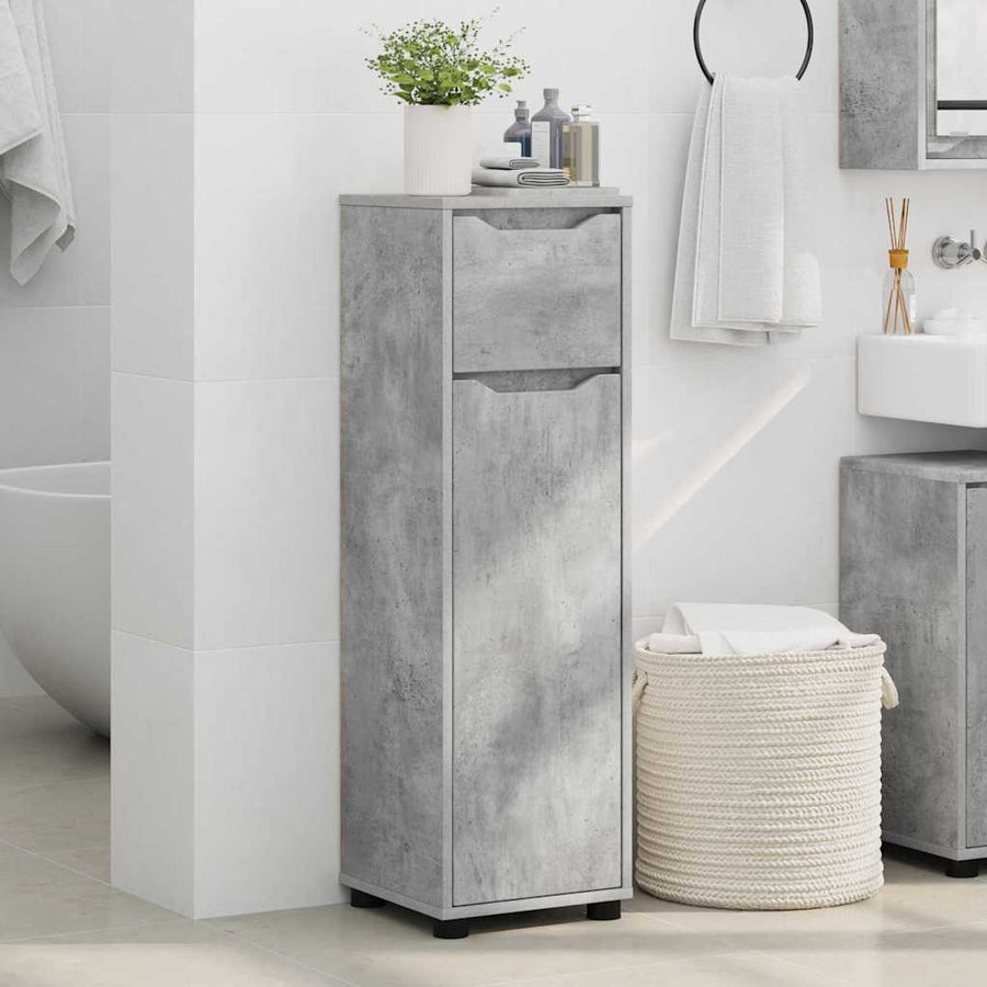 Badkamer Kast Beton Grijs 30,5 x 30 x 101 cm Bewerkt hout