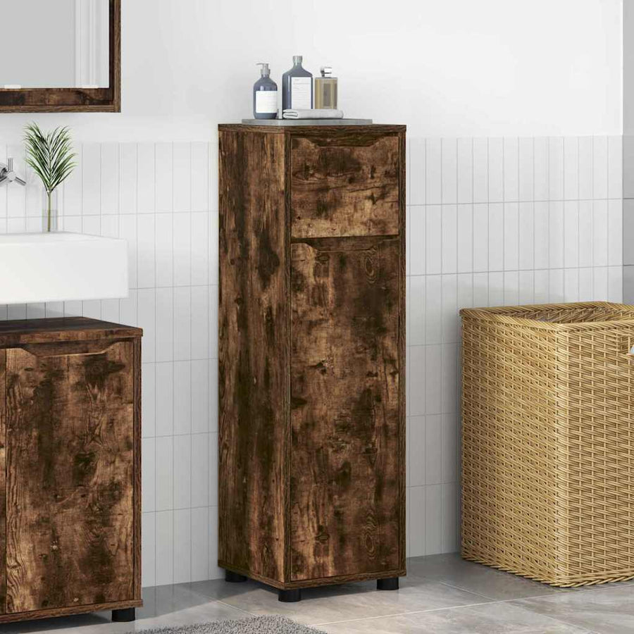 Badkamer Kast Gerookt eiken 30,5 x 30 x 101 cm Bewerkt hout