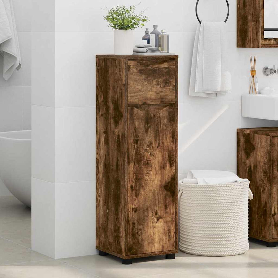 Badkamer Kast Gerookt eiken 30,5 x 30 x 101 cm Bewerkt hout