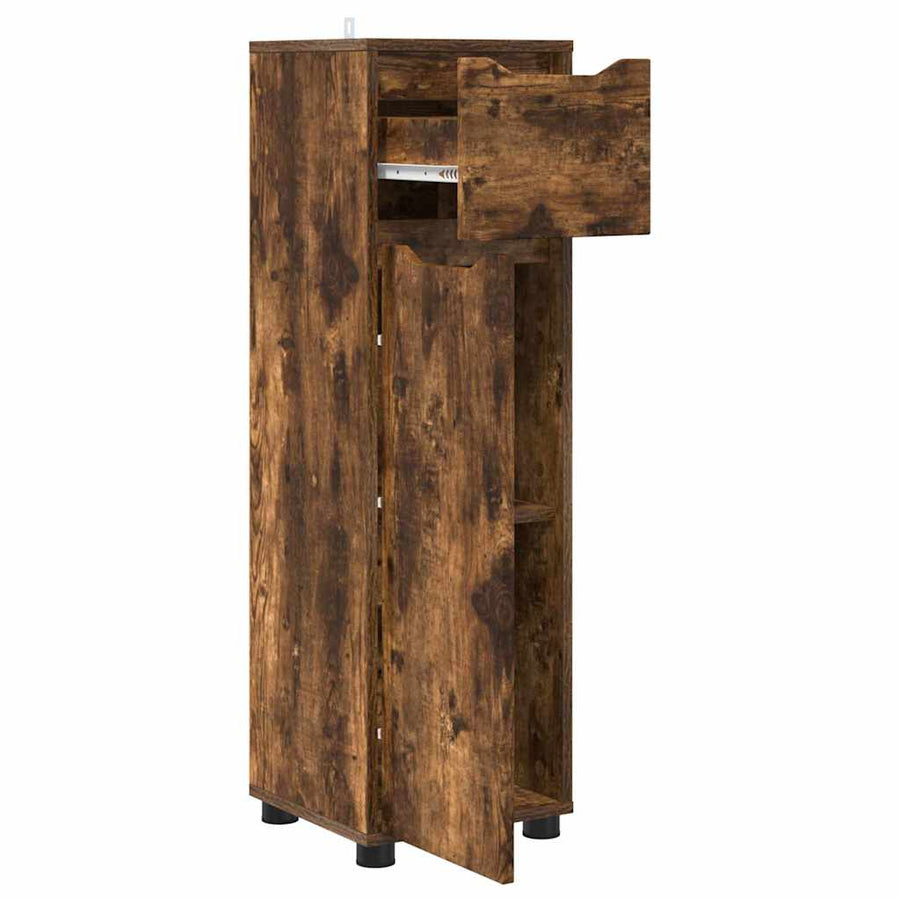 Badkamer Kast Gerookt eiken 30,5 x 30 x 101 cm Bewerkt hout
