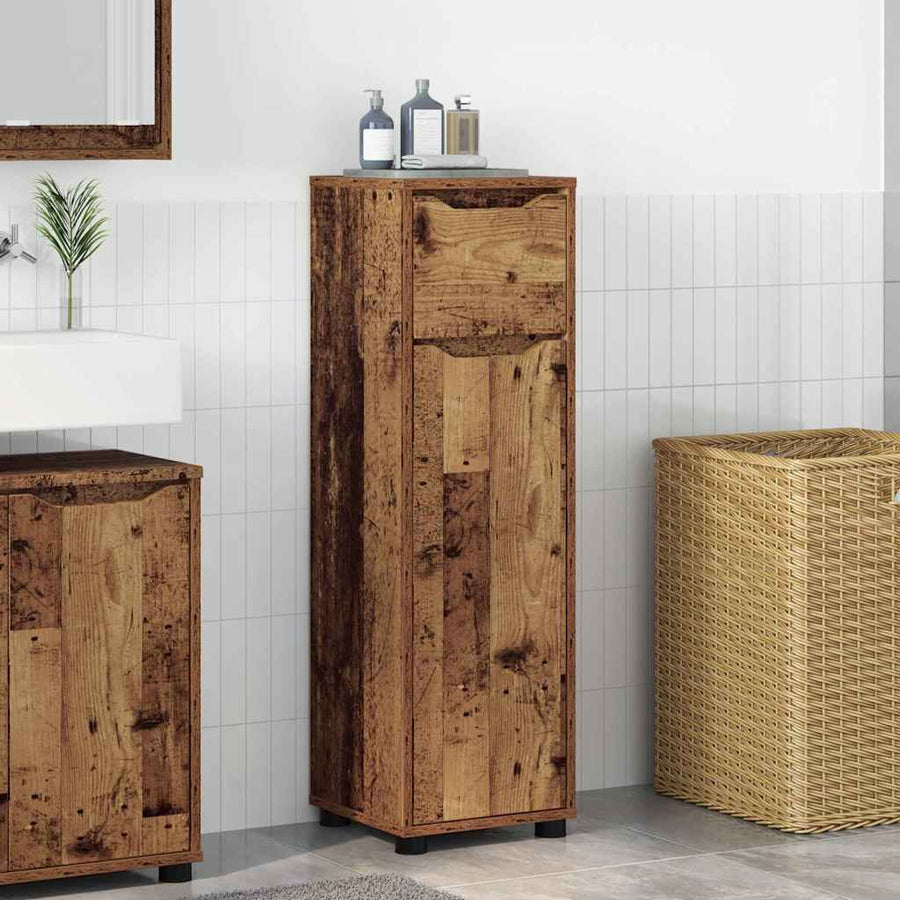 Badkamer Kast met lade Oud Hout 30,5 x 30 x 101 cm Bewerkt hout
