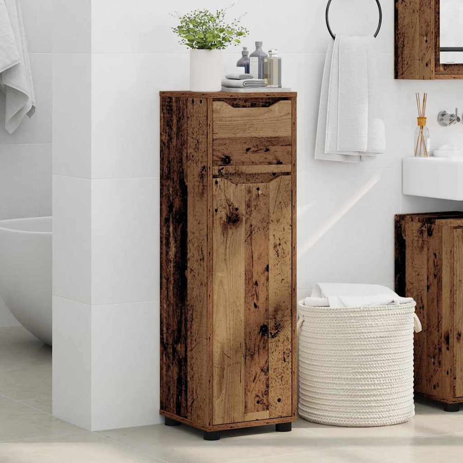 Badkamer Kast met lade Oud Hout 30,5 x 30 x 101 cm Bewerkt hout