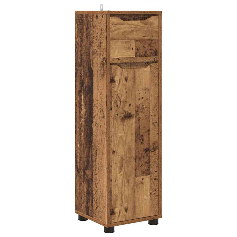 Badkamer Kast met lade Oud Hout 30,5 x 30 x 101 cm Bewerkt hout