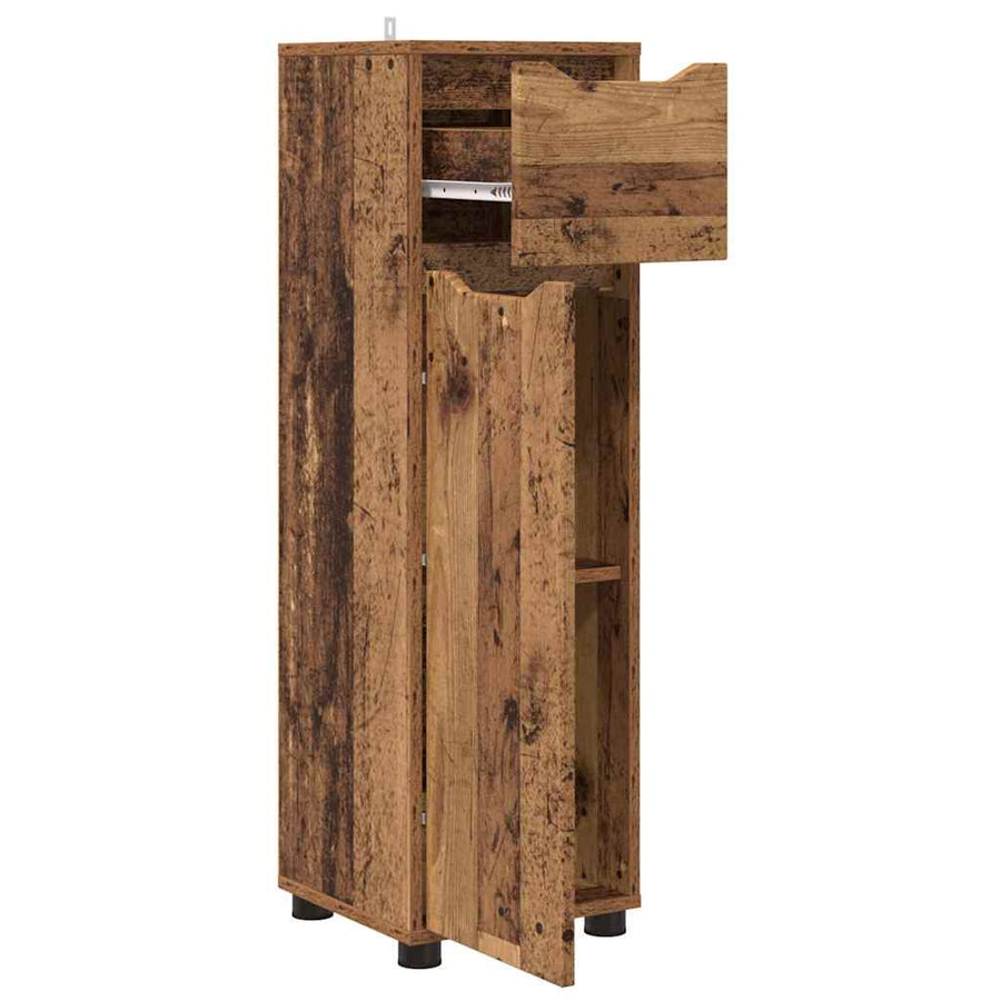 Badkamer Kast met lade Oud Hout 30,5 x 30 x 101 cm Bewerkt hout