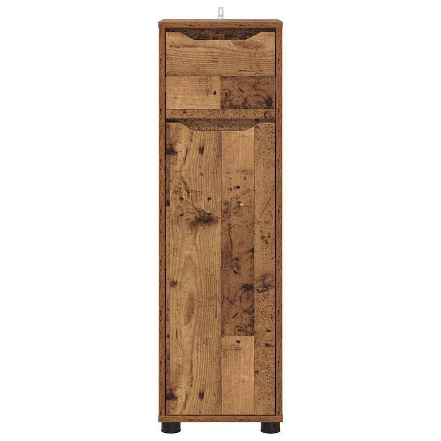 Badkamer Kast met lade Oud Hout 30,5 x 30 x 101 cm Bewerkt hout