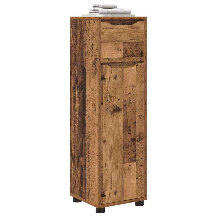 Badkamer Kast met lade Oud Hout 30,5 x 30 x 101 cm Bewerkt hout