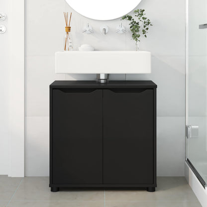 Badkamer wastafelkast Zwart 60 x 30 x 60 cm Bewerkt hout