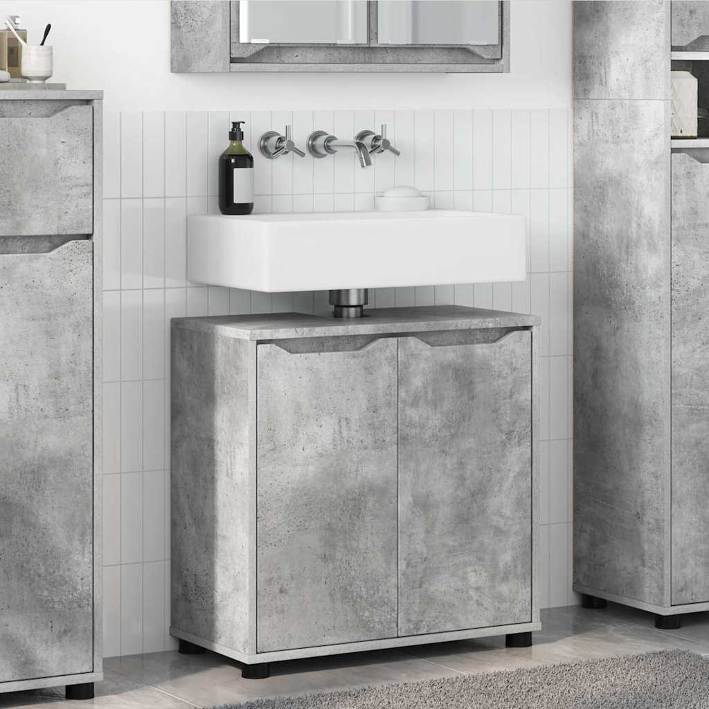 Badkamer wastafelkast Beton Grijs 60 x 30 x 60 cm Bewerkt hout