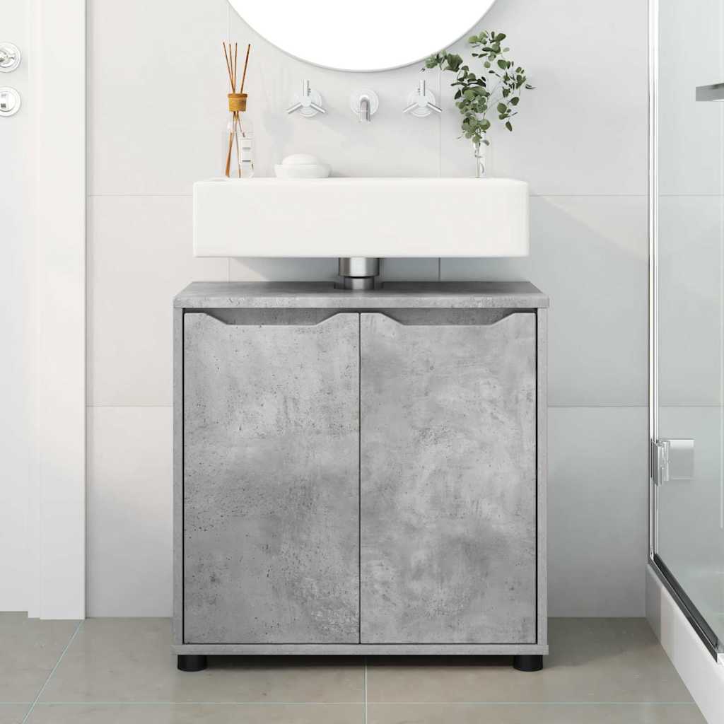 Badkamer wastafelkast Beton Grijs 60 x 30 x 60 cm Bewerkt hout
