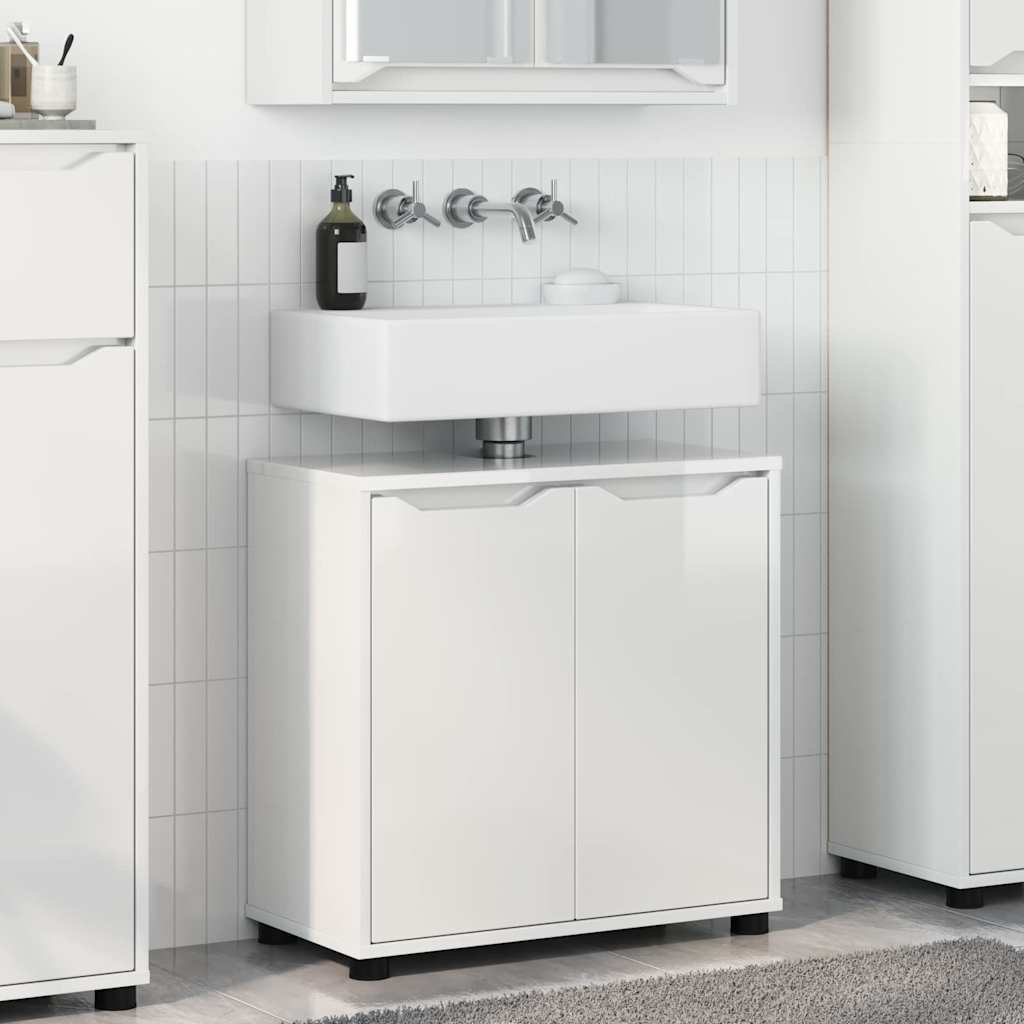 Badkamer wastafelkast met plank Hoogglans wit 60 x 30 x 60 cm