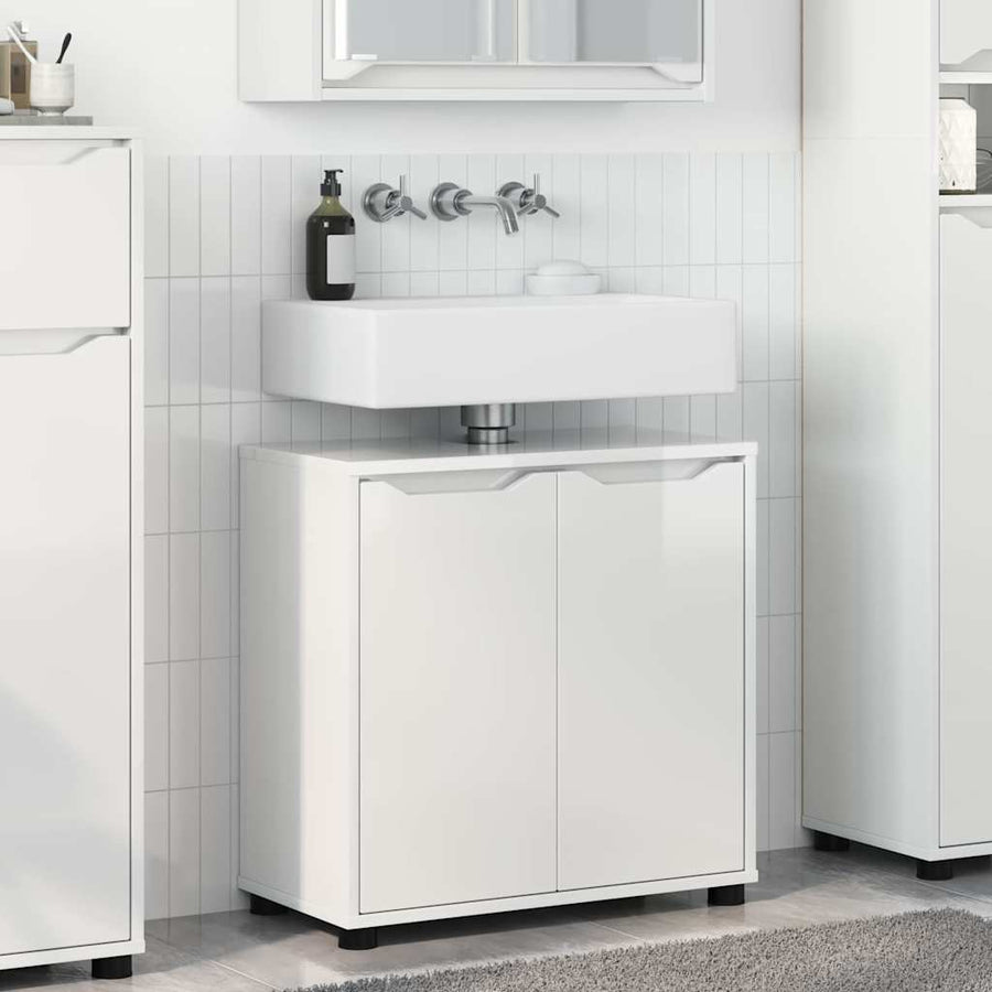 Badkamer wastafelkast met plank Hoogglans wit 60 x 30 x 60 cm