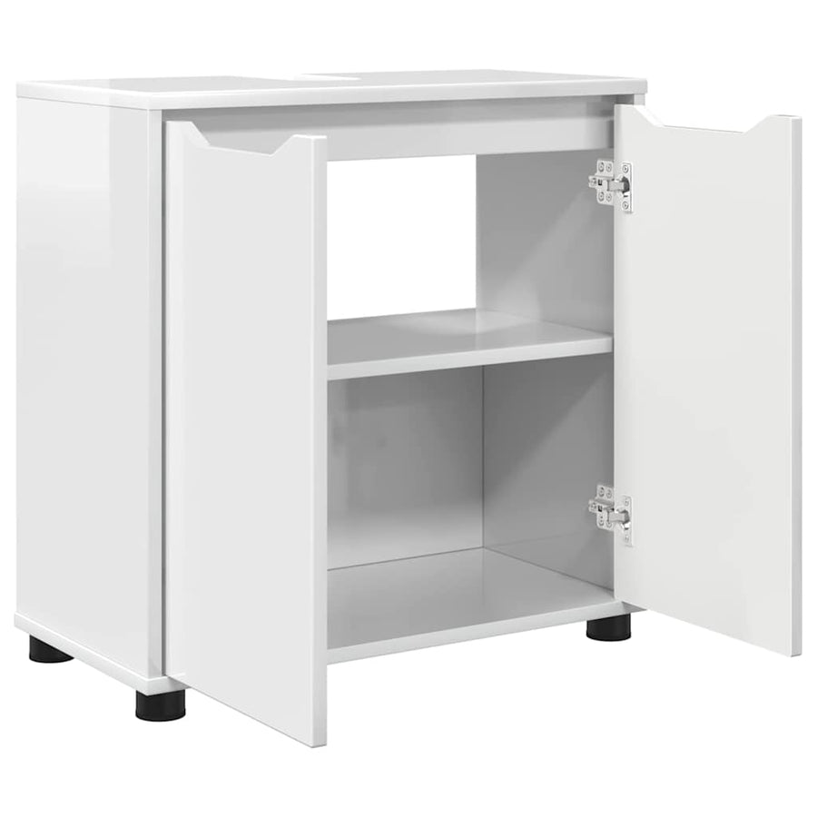Badkamer wastafelkast met plank Hoogglans wit 60 x 30 x 60 cm