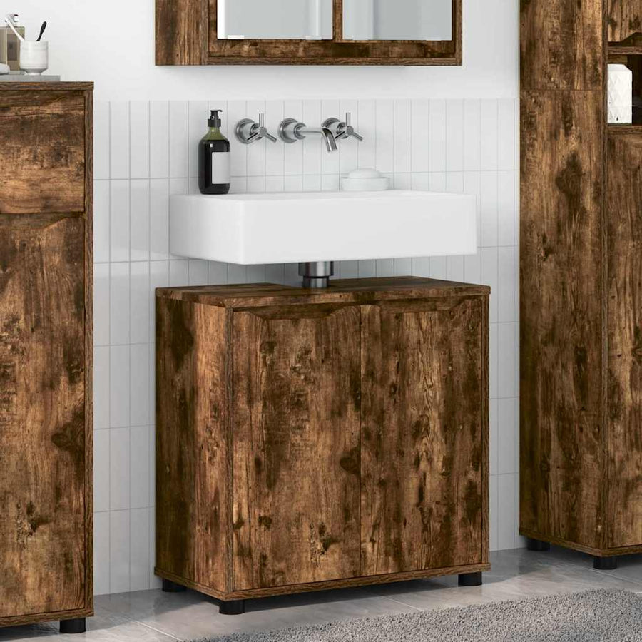 Badkamer wastafelkast met plank Gerookt eiken 60 x 30 x 60 cm