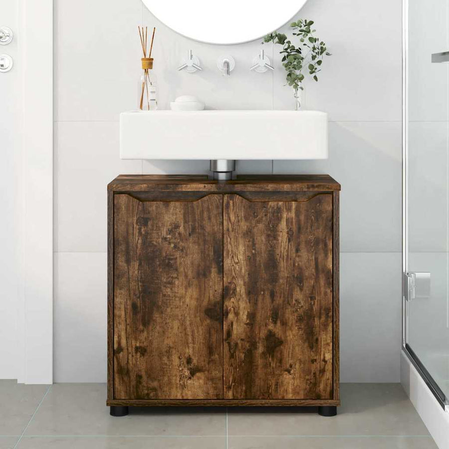 Badkamer wastafelkast met plank Gerookt eiken 60 x 30 x 60 cm