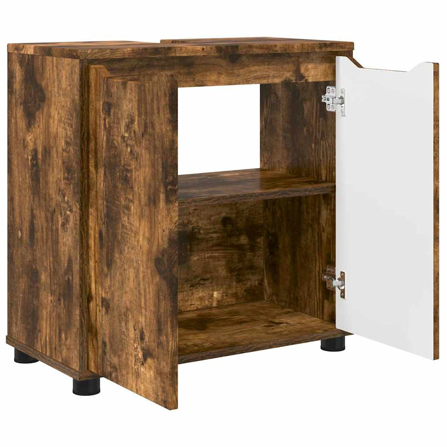 Badkamer wastafelkast met plank Gerookt eiken 60 x 30 x 60 cm