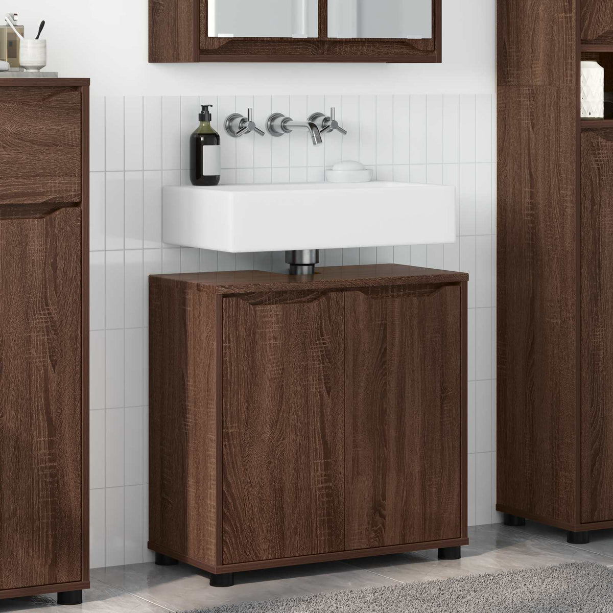 Badkamer wastafelkast Bruin Eiken 60 x 30 x 60 cm Bewerkt hout