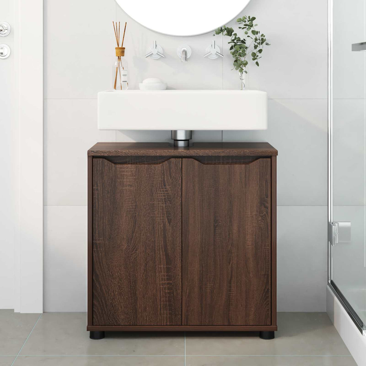 Badkamer wastafelkast Bruin Eiken 60 x 30 x 60 cm Bewerkt hout