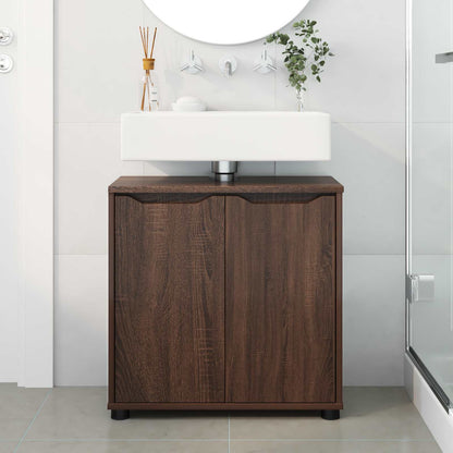 Badkamer wastafelkast Bruin Eiken 60 x 30 x 60 cm Bewerkt hout