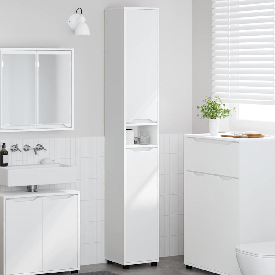 Badkamer Kast met plank Wit 30,5 x 30 x 195 cm Bewerkt hout