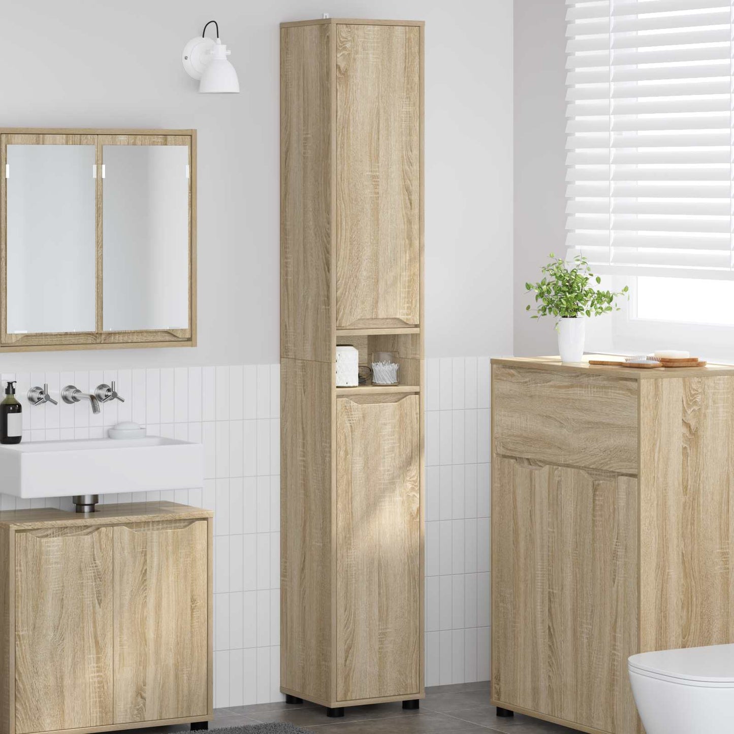 Badkamer Kast Sonoma Eiken 30,5 x 30 x 195 cm Bewerkt hout