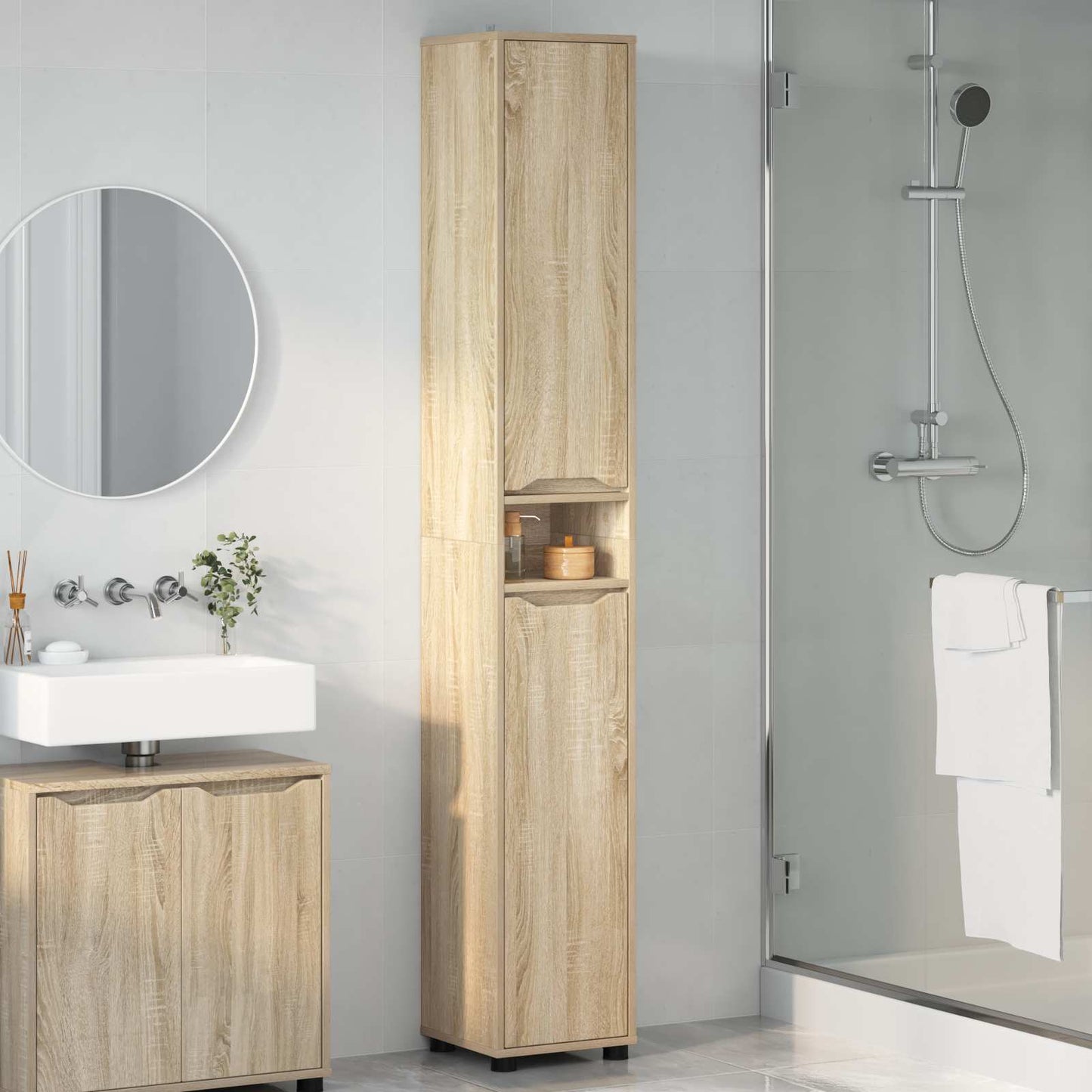 Badkamer Kast Sonoma Eiken 30,5 x 30 x 195 cm Bewerkt hout