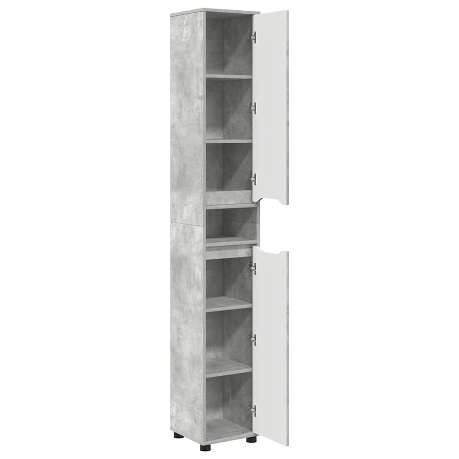 Badkamer Kast Beton Grijs 30,5 x 30 x 195 cm Bewerkt hout