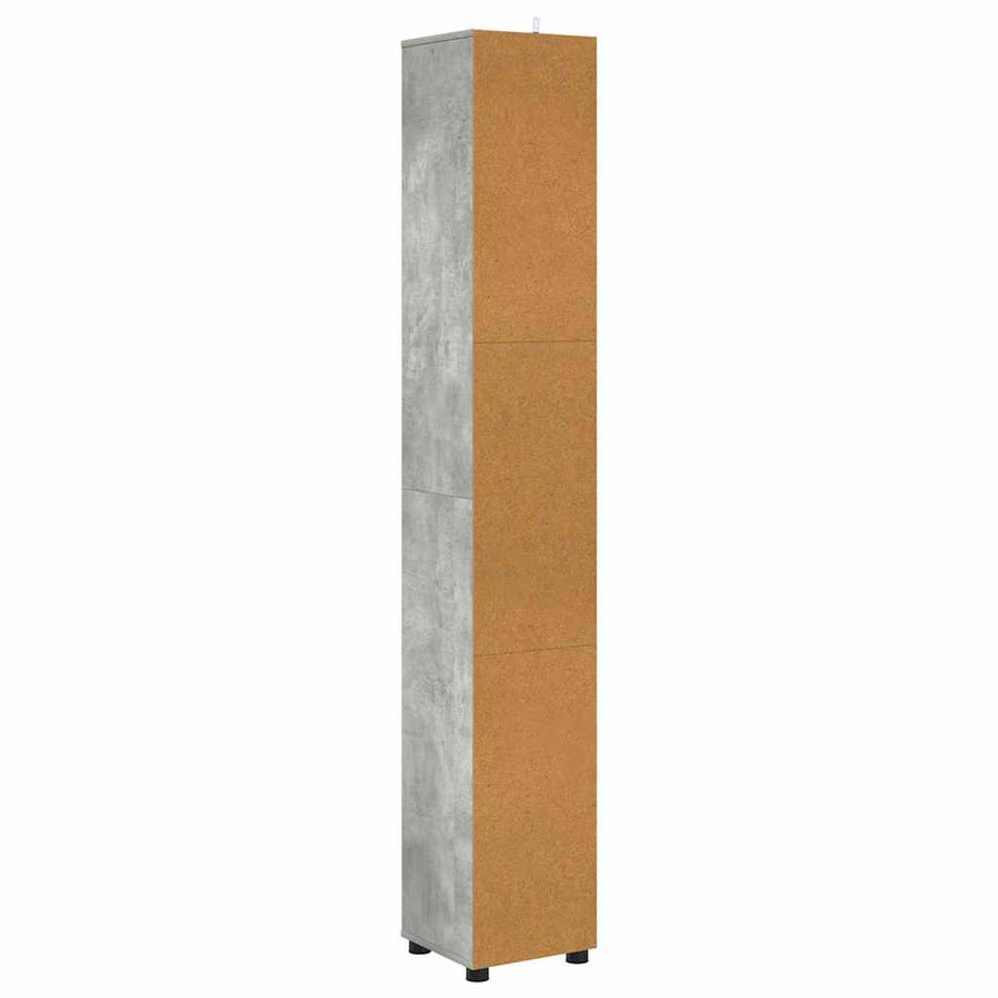 Badkamer Kast Beton Grijs 30,5 x 30 x 195 cm Bewerkt hout