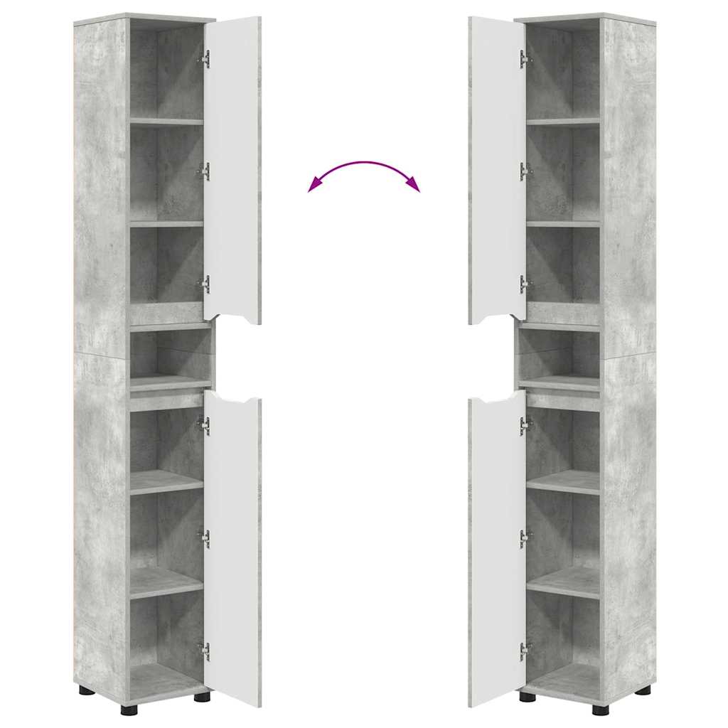Badkamer Kast Beton Grijs 30,5 x 30 x 195 cm Bewerkt hout