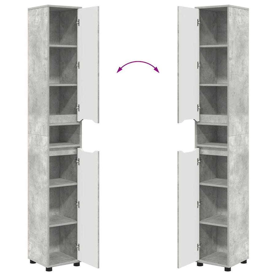 Badkamer Kast Beton Grijs 30,5 x 30 x 195 cm Bewerkt hout
