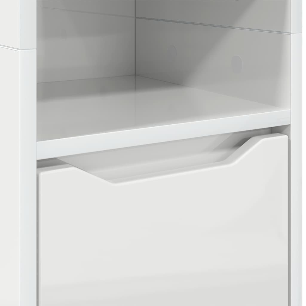 Badkamer Kast Hoogglans wit 30,5 x 30 x 195 cm Bewerkt hout