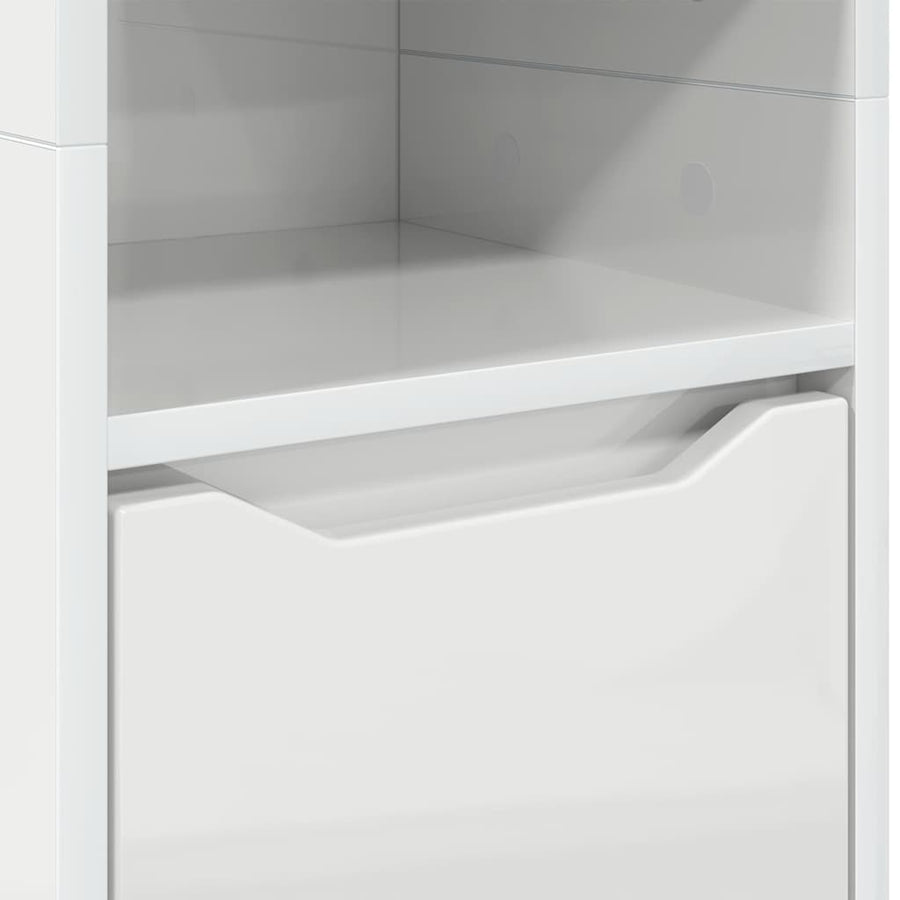 Badkamer Kast Hoogglans wit 30,5 x 30 x 195 cm Bewerkt hout