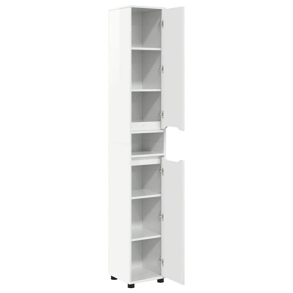 Badkamer Kast Hoogglans wit 30,5 x 30 x 195 cm Bewerkt hout