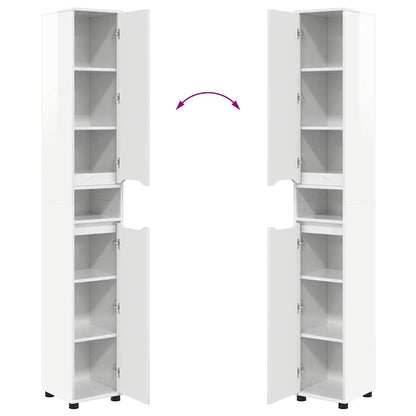 Badkamer Kast Hoogglans wit 30,5 x 30 x 195 cm Bewerkt hout