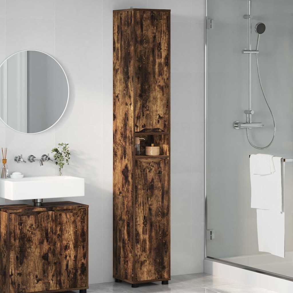 Badkamer Kast Gerookt eiken 30,5 x 30 x 195 cm Bewerkt hout