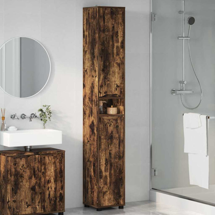 Badkamer Kast Gerookt eiken 30,5 x 30 x 195 cm Bewerkt hout