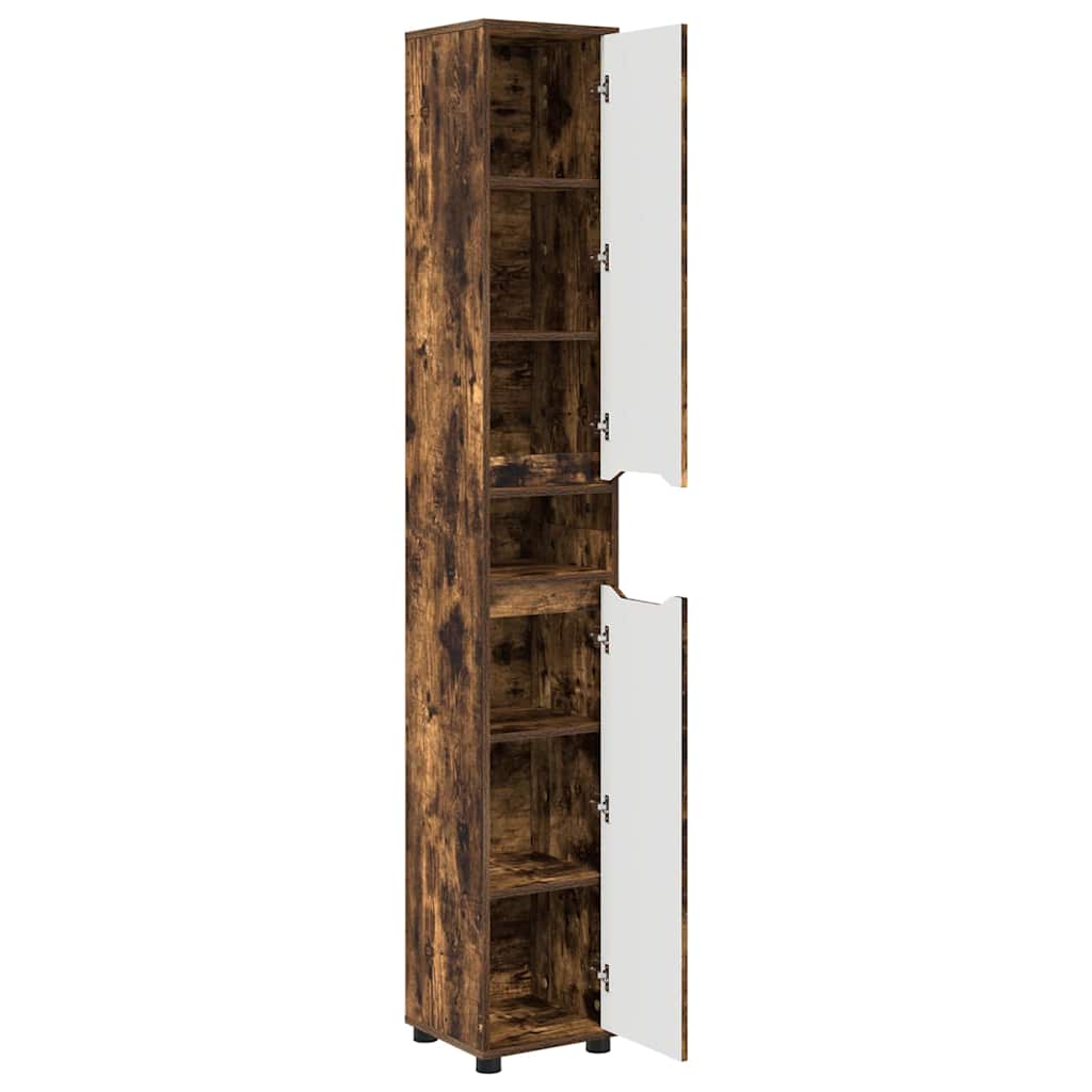 Badkamer Kast Gerookt eiken 30,5 x 30 x 195 cm Bewerkt hout