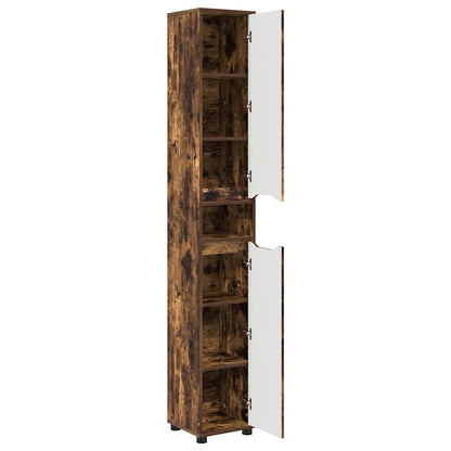 Badkamer Kast Gerookt eiken 30,5 x 30 x 195 cm Bewerkt hout